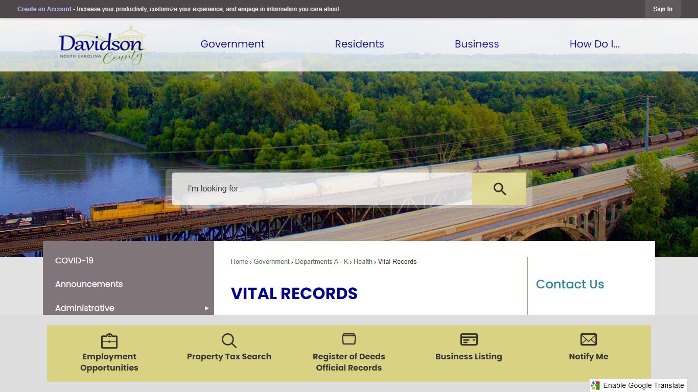 Vital Records | Davidson County, NC