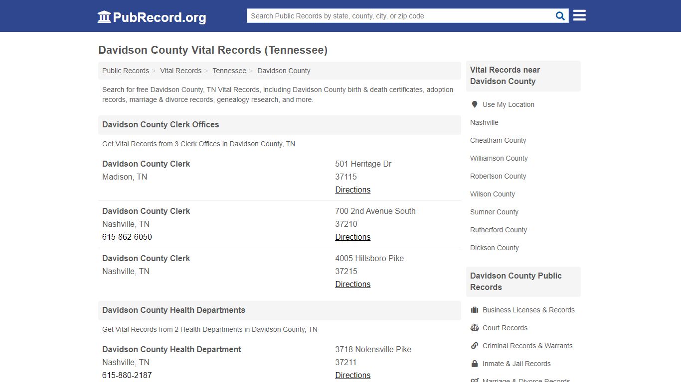 Free Davidson County Vital Records (Tennessee Vital Records)