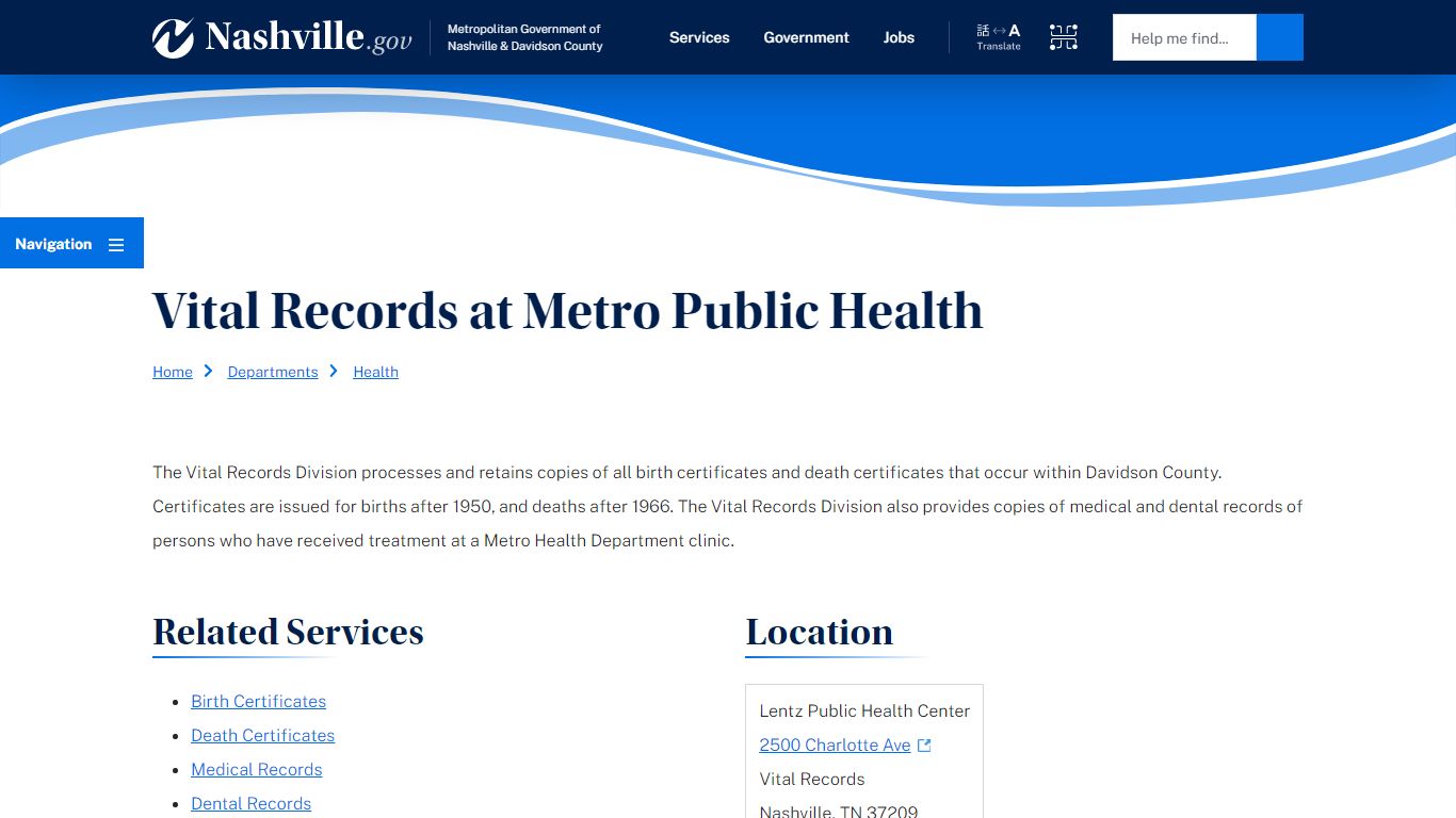 Vital Records at Metro Public Health | Nashville.gov